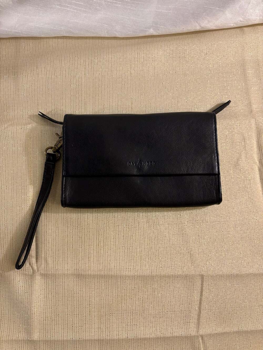 Day & Mood Black Leather Wristlet Clutch